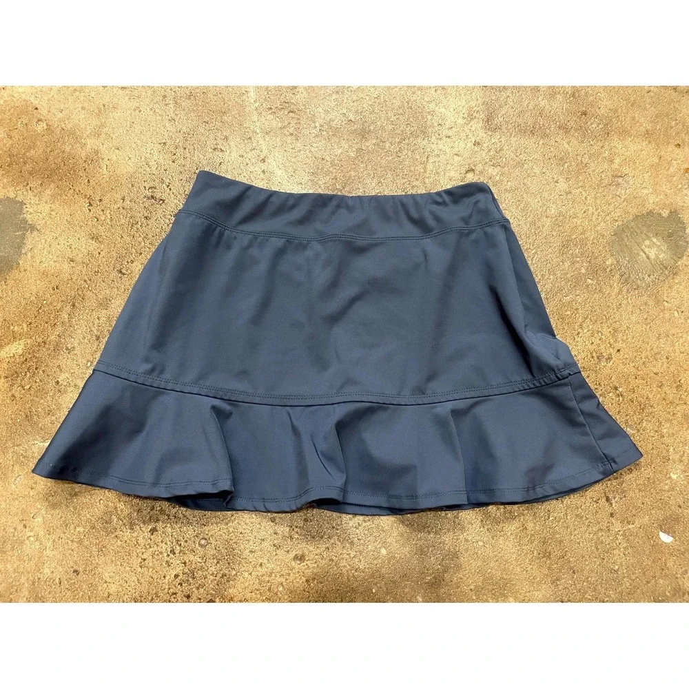 Tommy Bahama Athletic Skirt Skort Womens Medium Navy Blue Ruffle Detail Golf - Picture 9 of 16